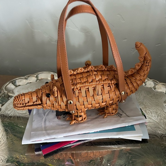 Tommy Bahama Tan Woven Alligator Mini Bag - Picture 2 of 9